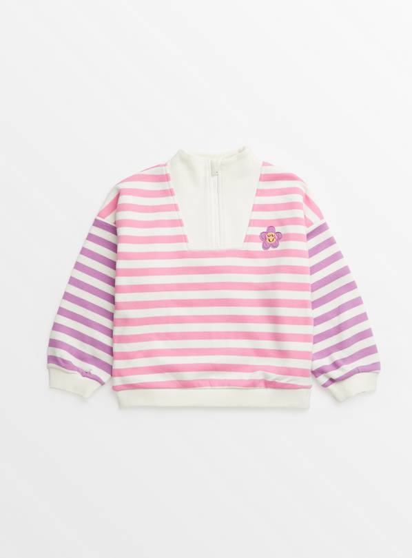 Pink Stripe Quarter Zip Sweatshirt 1-2 years